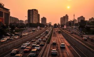 A busy freeway in an urban environment. Michigan PIP reform now affects all drivers under its Personal Injury Protection umbrella.